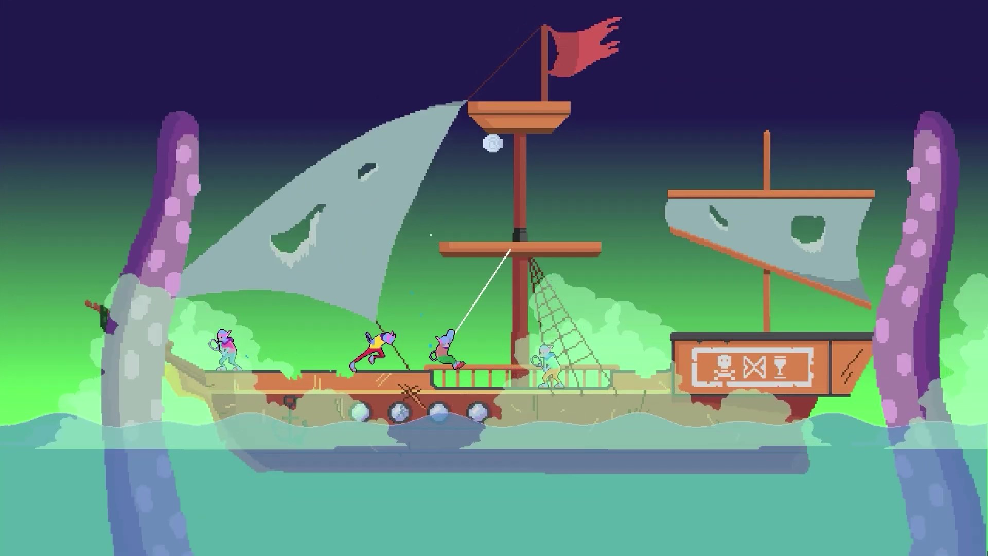 A 2D fighting game on a pirate ship